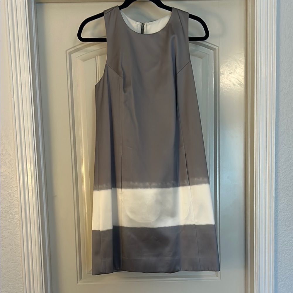 Kate Spade - sleeveless silk/cotton gray striped dress. Size 8